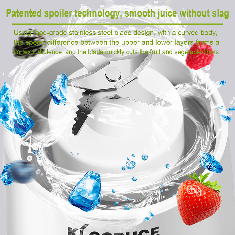 Juice Cup 300mL Mini Personal Portable Cordless Juicer Cup Smoothie Maker with USB Charging for Office Travel