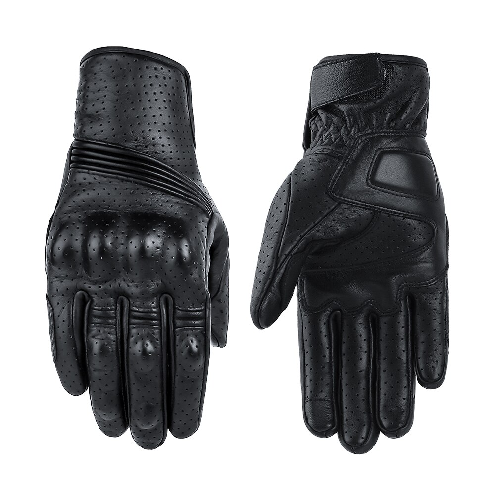 Motorcycle Protective Gears Motocross Gloves Retro Winter Warm Perforated Real Leather Motorcycle Gloves Moto Windproof Gloves