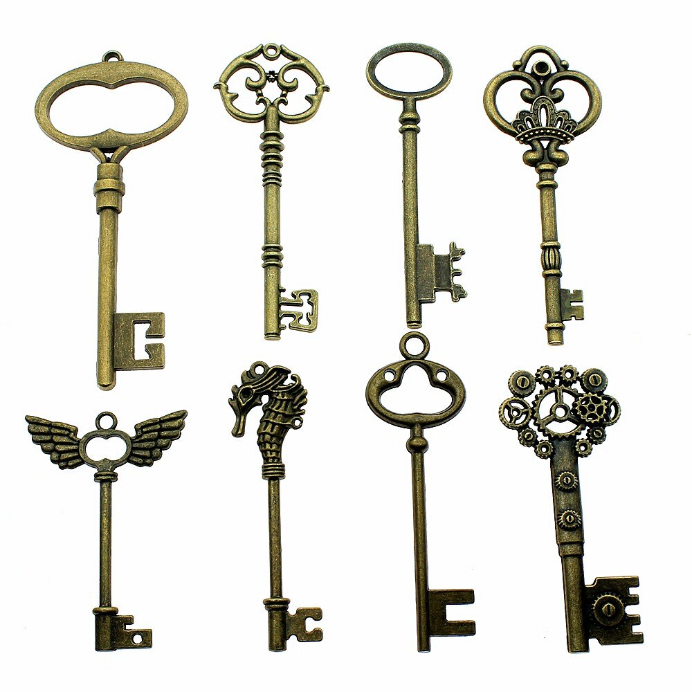 2 Stuks Grote Sleutel Hanger Charms Antiek Brons Kleur Key Charms Sieraden Diy Vintage Key Bedels Voor Armband Maken