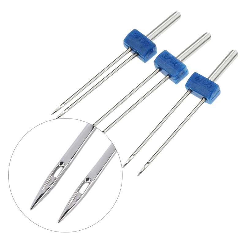 Agujas dobles de acero para máquina de coser, accesorios multifunción para el hogar, 2mm, 3mm, 4mm, 3 uds.