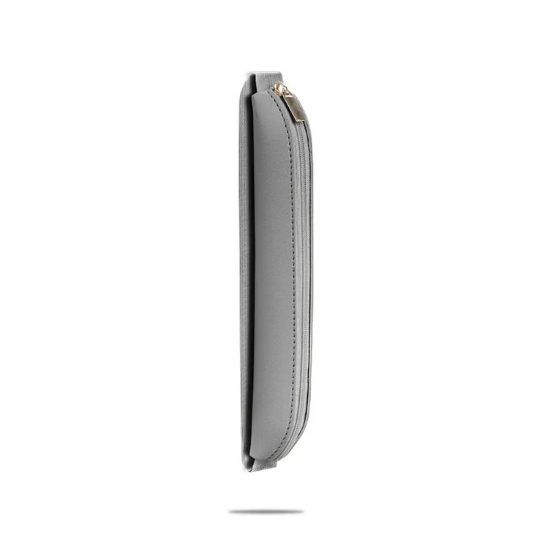 Pu Leder Bleistift Lagerung Tasche Buch Notebook Elastische Gummiband Stift Clip Tragbare Büro Treffen Laptop Stift Halter: Licht Grau