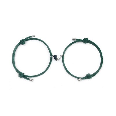 Pulsera magnética con abalorios para parejas, brazalete de amor de larga distancia, con piedras de deseos: Green