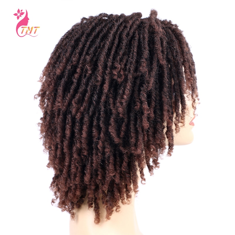 Syntetiska dreadlock twist peruker för svarta kvinnor flätade faux locs virkat hår peruker afro lockigt syntetisk flätad peruk 6 ''