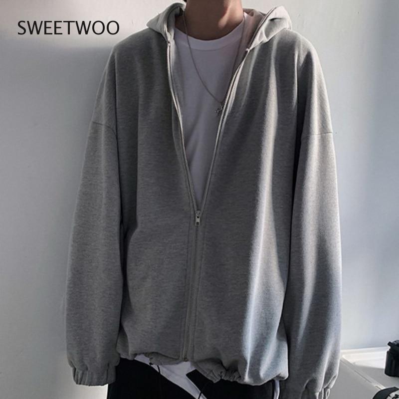 Hoodie Sweatshirt Men Plus Size Japanese Streetwear Oversize Men's Hoodies Plain Hooded Clothes Black Grey Hip Hop Tops