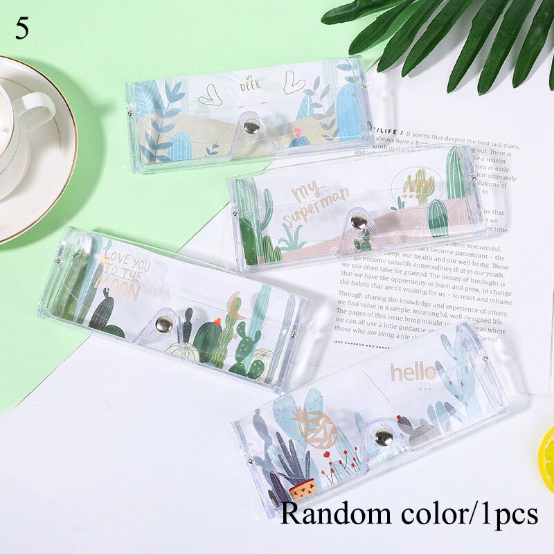 Estuche transparente de PVC con dibujos de Cactus para gafas de mujer, estuche de protección, accesorios para gafas, 1 unidad