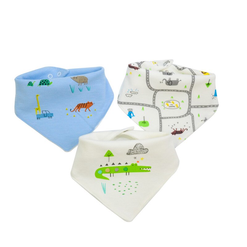 Infant Baby Bibs Cotton Newborns 3 Layers Waterproof 0-24 months 3 pieces/set snaps Bandana for babies Baby Feeding Accessories: 35204