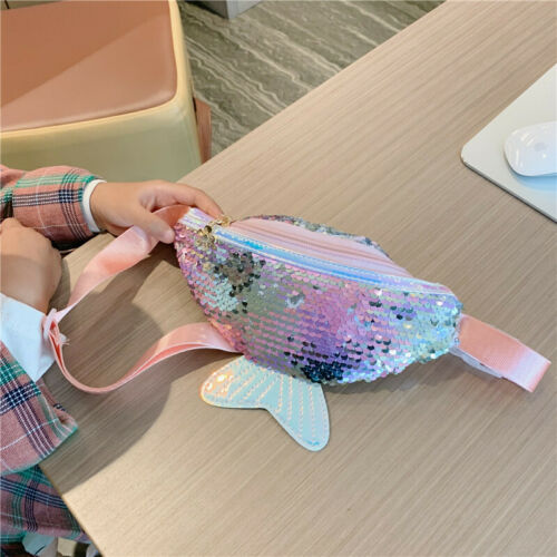 Cute Children Girls Handbag Sequin Waist Bags Chest Bag Mobile Coin Purse Single Shoulder Bag: Pink