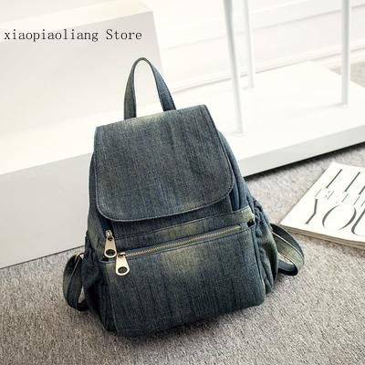 Student Schooltas Travel Knapzak Rugzak Mochila Blauw Casual Denim Vrouwen Rugzak Grote Capaciteit Canvas Jeans