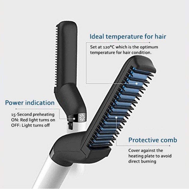 Multi-Functional Shape Comb Hair Beard Combing Electric Combing Straight Hair Tool Us Plug