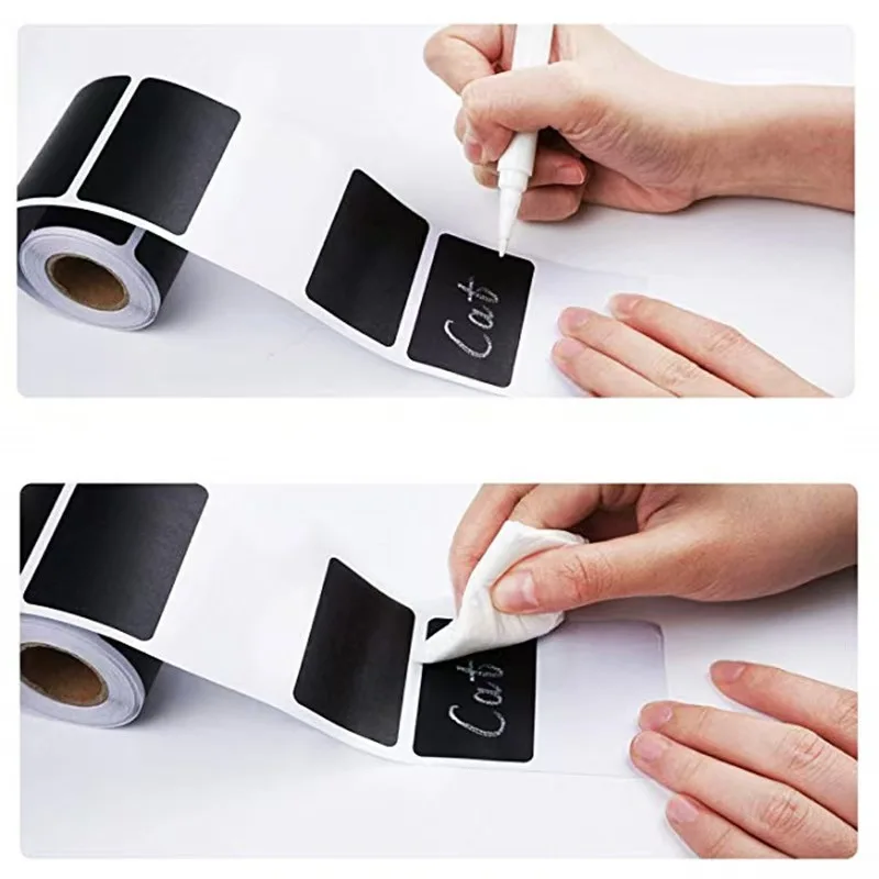 120Pcs/Roll Removable Blackboard Label Stickers With Erasable Pen Reusable Waterproof Chalkboard Labels for Home & Kitchen