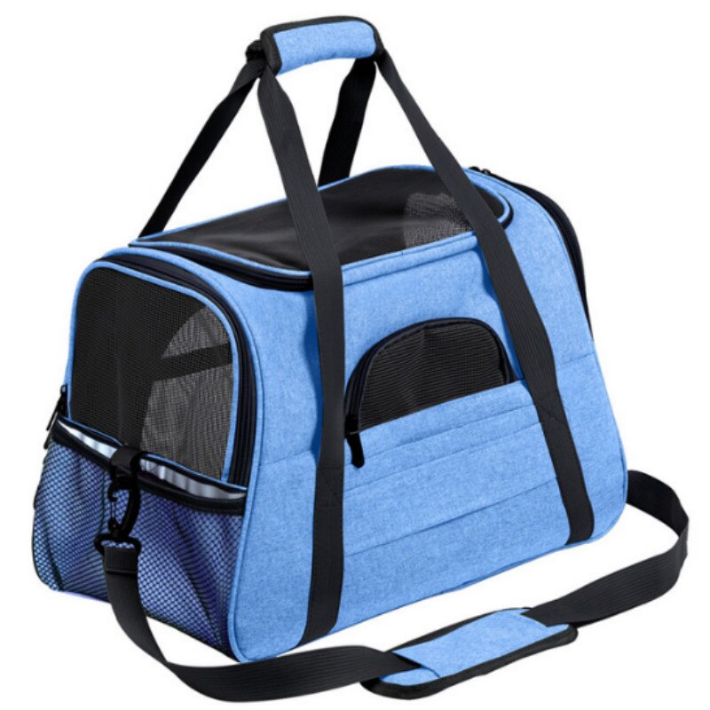 Pet Carrier Travel Cat Carrying Bag Portable Pets Backpack Breathable Car Safety Seat Cat Strap Multifunctional Foldable Pet Bag: Blue
