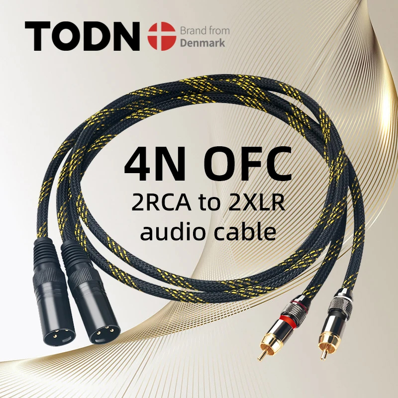 TODN HIFI Stereo RCA-kabel Stereo RCA-kabel Krachtige Premium Hi-Fi Audiokabel RCA naar XLR Interconnect-kabel