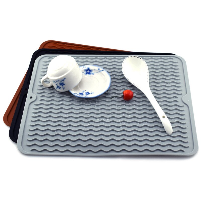 Esterillas plegables para secado de platos, manteles de desagüe de silicona, antideslizantes, con aislamiento térmico, almohadillas de goma suave para platos y vasos, para cocina y hogar