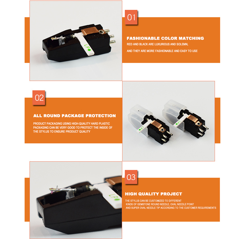 Dual Stylus Turntable Cartridge RubySapphire Needles Magnetic Cartridge Stylus Needle Turntable for LP 78 RPM Record