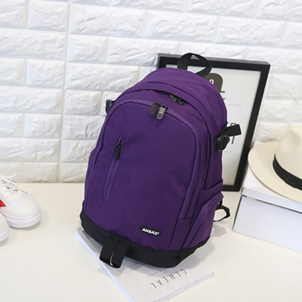 Mochila de viaje de gran capacidad, mochila de ordenador para estudiantes de secundaria, sencilla: Small purple