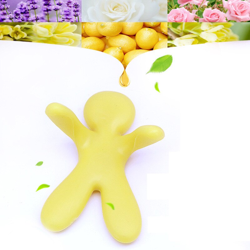 Cartoon Car Freshener Small People Car Air Vent Freshener Aroma Clip Diffuser Decor: Yellow-lemon