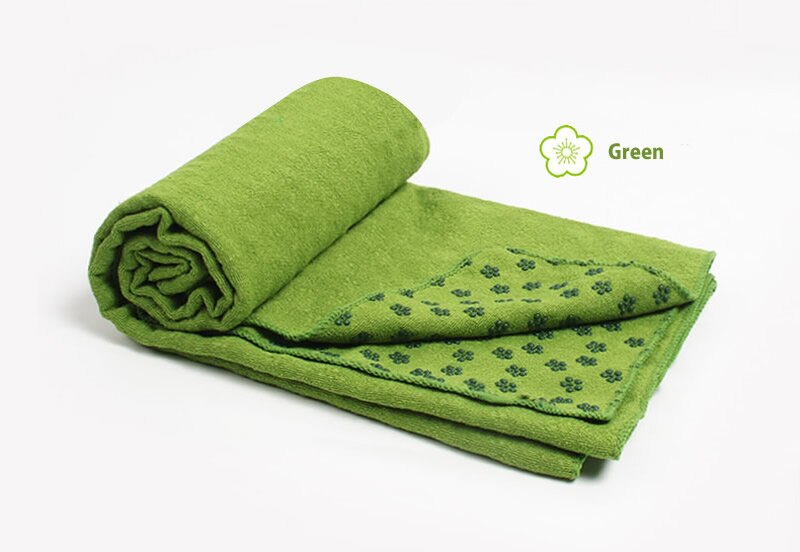 Skridsikker yoga tæpper håndklæde behagelig sport fitness træning gym yoga pilates måttetæppe absorbere svedhåndklæde 183 x 61cm: Grøn
