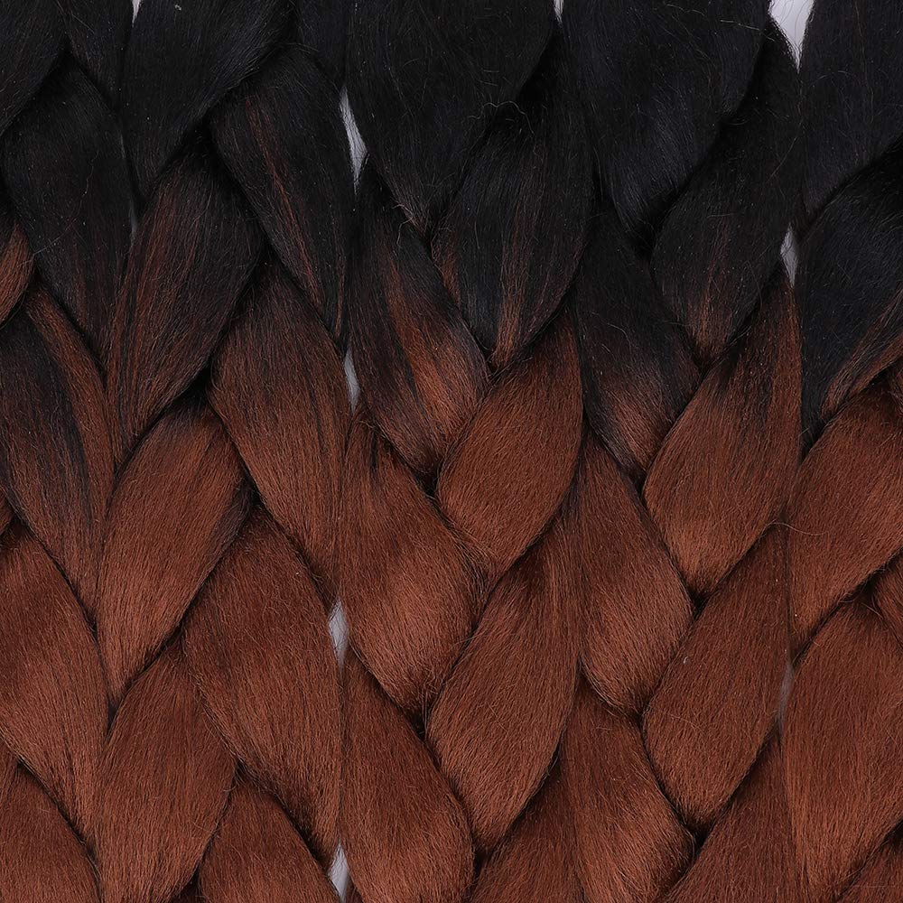 Lelinta Ombre Jumbo Braiding Hair Extensions Kanekalon Synthetic Braiding Hair 24inch 3Pack/Lot Two Tone Braiding Hair (Brown)