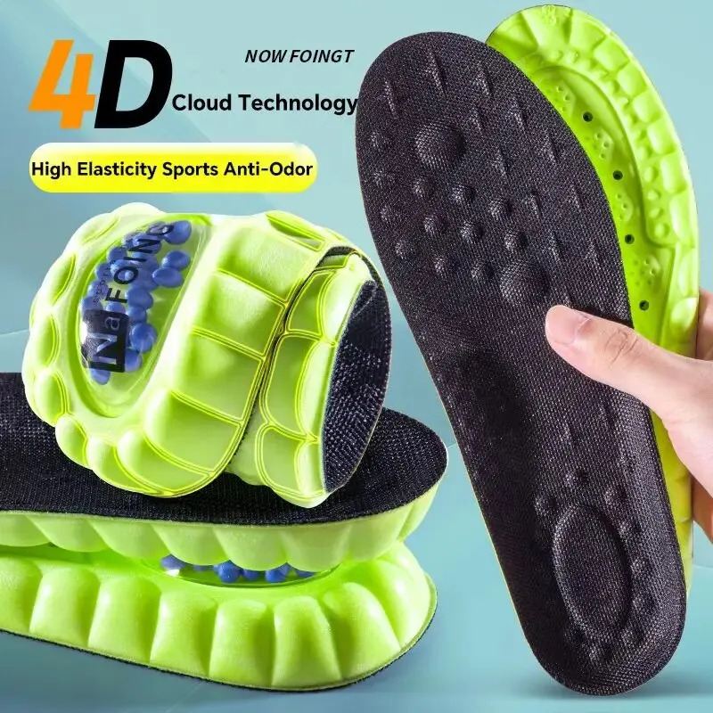 1Pair Sport Orthopedic Insoles for Shoes PU Air Cushion Sole Soft Shock Absorption Deodorant Breathable Running Insoles