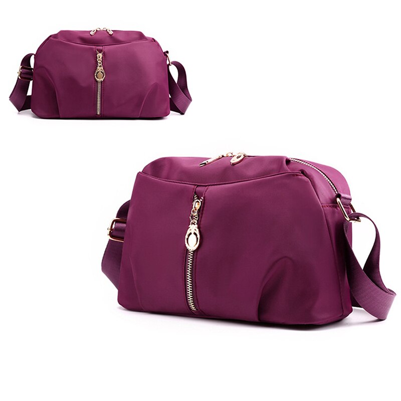 Vintage Women Water Proof Nylon Messenger Bag Shoulder Crossbody Bag Lady Small Shell Bag Bolsa Feminina Zippers Package: purple