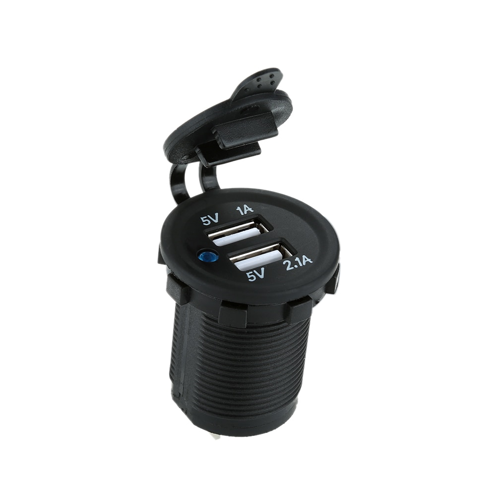 Auto Motorcycle Dual USB Socket Oplader Adapter Outlet Power Mobiele Telefoon Oplader DC 5 V 2.1A/1A voor auto Motorfiets ATV
