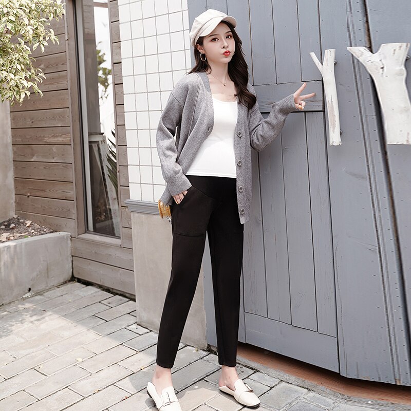 winter maternity work clothes mother wear high waist pregnant women belly trousers maternity slacks straight pants