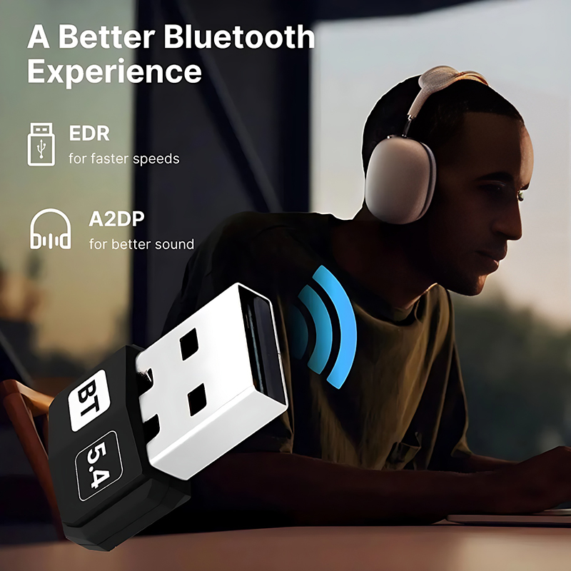 Bluetooth 5.4 USB Wireless Adapter Dongle Receiver PC/Laptop Mouse Keyboard Speaker Audio Transmitter For Win 10/11 Driver Free