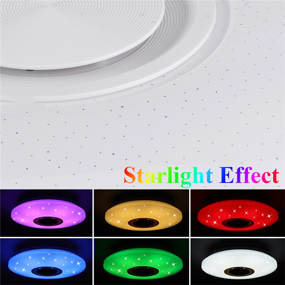 Muziek led plafondlamp met sterrenhemel rgb inbouw ronde muziek met bluetooth dimbaar kleurveranderend licht