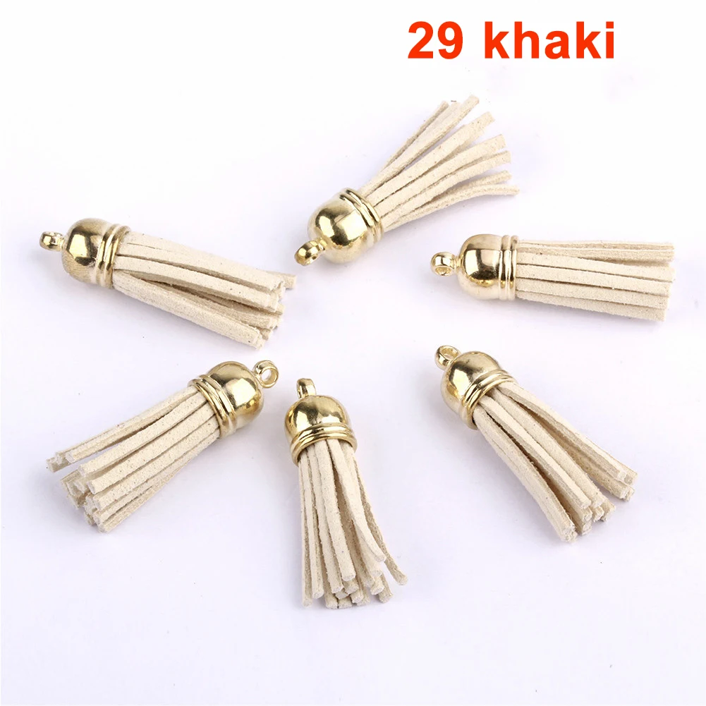 20 unids/lote borlas llavero de cuero borlas Mini borlas para manualidades DIY llavero colgante joyería de verano hacer pendientes dijes: Rosa claro