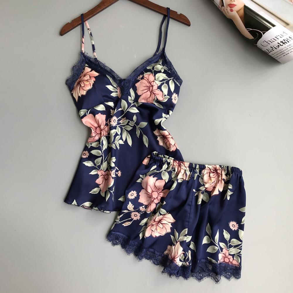 5pc sexede blonder kvinder pyjana natkjole satin morgenkåbe badekåbe bukser shorts lingeri sæt pyjamas plus size nattøj s -3xl