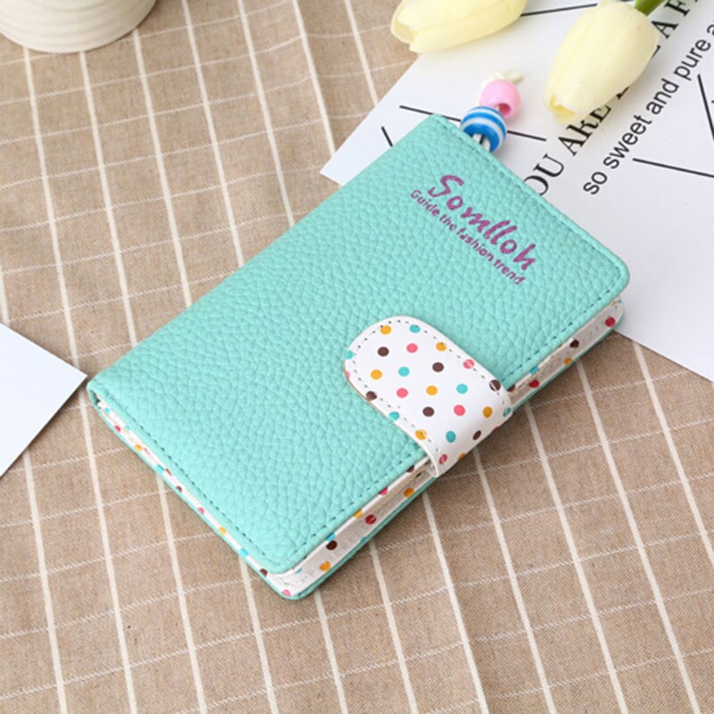 Small Wallet Women Short Luxury Brand Cute Female Purse PU Leather Dot Girls Lady Zipper Wallets Card Holder Bags: Green Medium