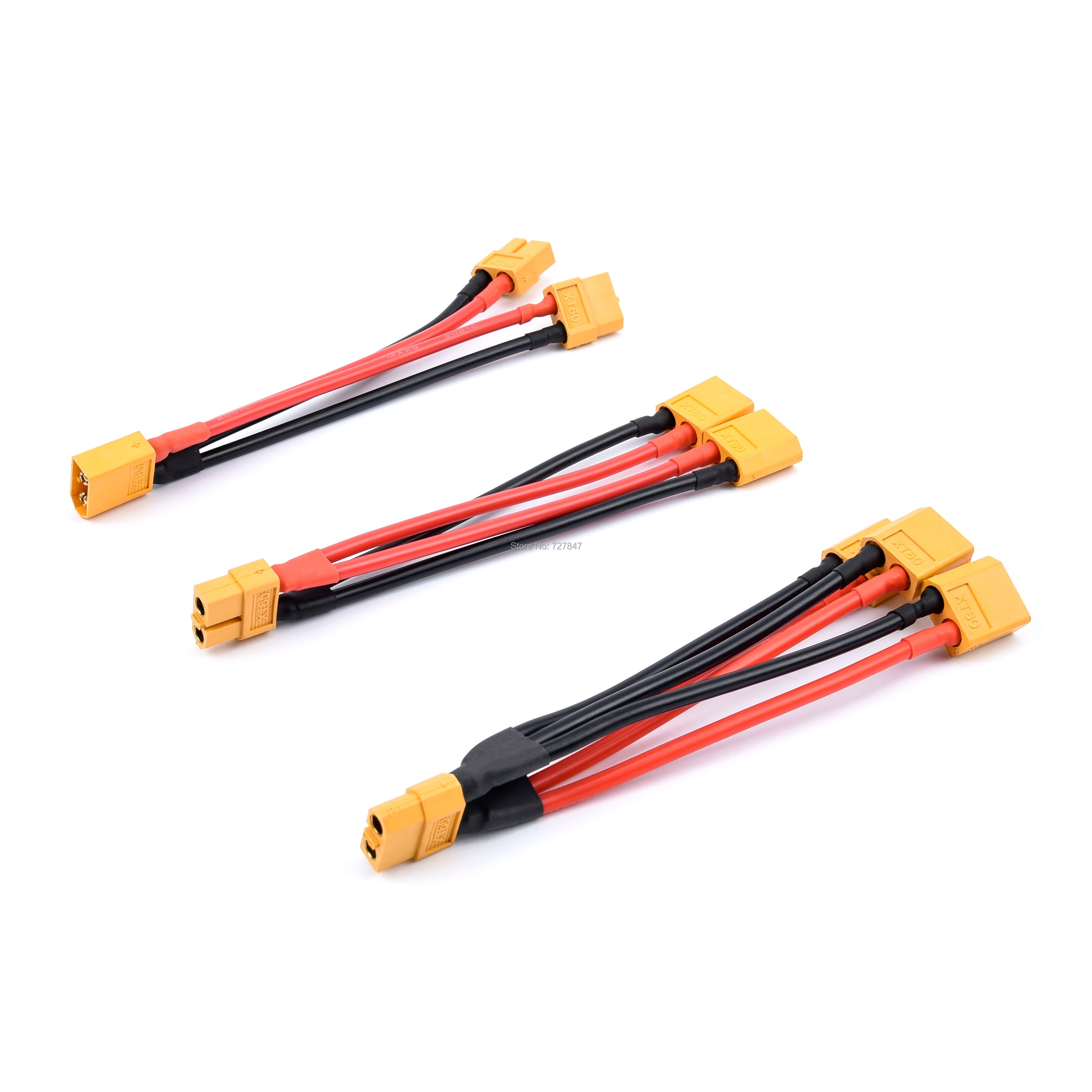 Xt60 parallel batteristik han/hun kabel dobbelt forlænger y splitter / 3- vejs 14 awg silikonetråd til rc batteri motor