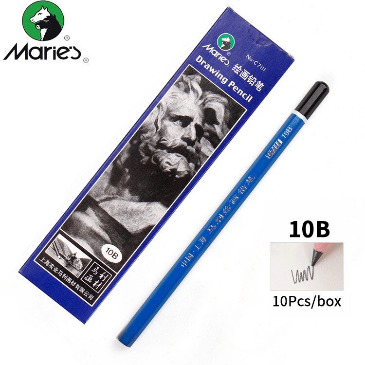 Marie's 12Pcs Sketch Pencil Set Sketching Drawing Kit Wood Charcoal Pencil For Painter School Students Art Supplies