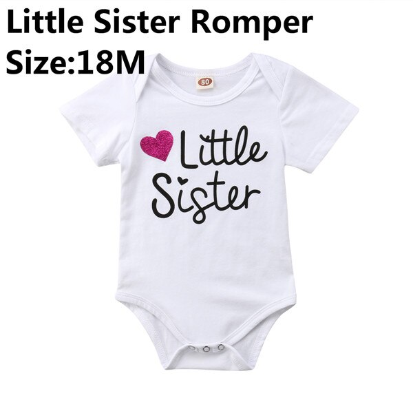 Neue lässig Neugeborenen Baby Junge Mädchen Sommer T-Shirt Kurzen Ärmeln groß Bruder Spitzen Kleine Schwester Strampler Nette Outfit 0-5 T: kleine Schwester 18M