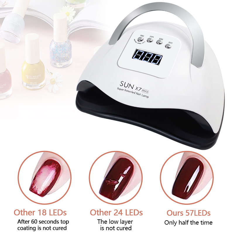 SUN X7 MAX-Lámpara LED de secado de uñas, 10/30/60/99 temporizador, ajuste, pulidor, secador con detección de movimiento, UV, herramienta de manicura de Gel