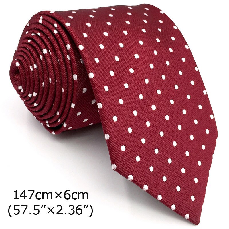 S15 Stippen Maroon Rood Wit Stropdassen Voor Mannen Zijde Bruiloft Stropdassen Extra Lange 63 &quot;160Cm Slanke Gravatas Mode: Skinny Size Tie