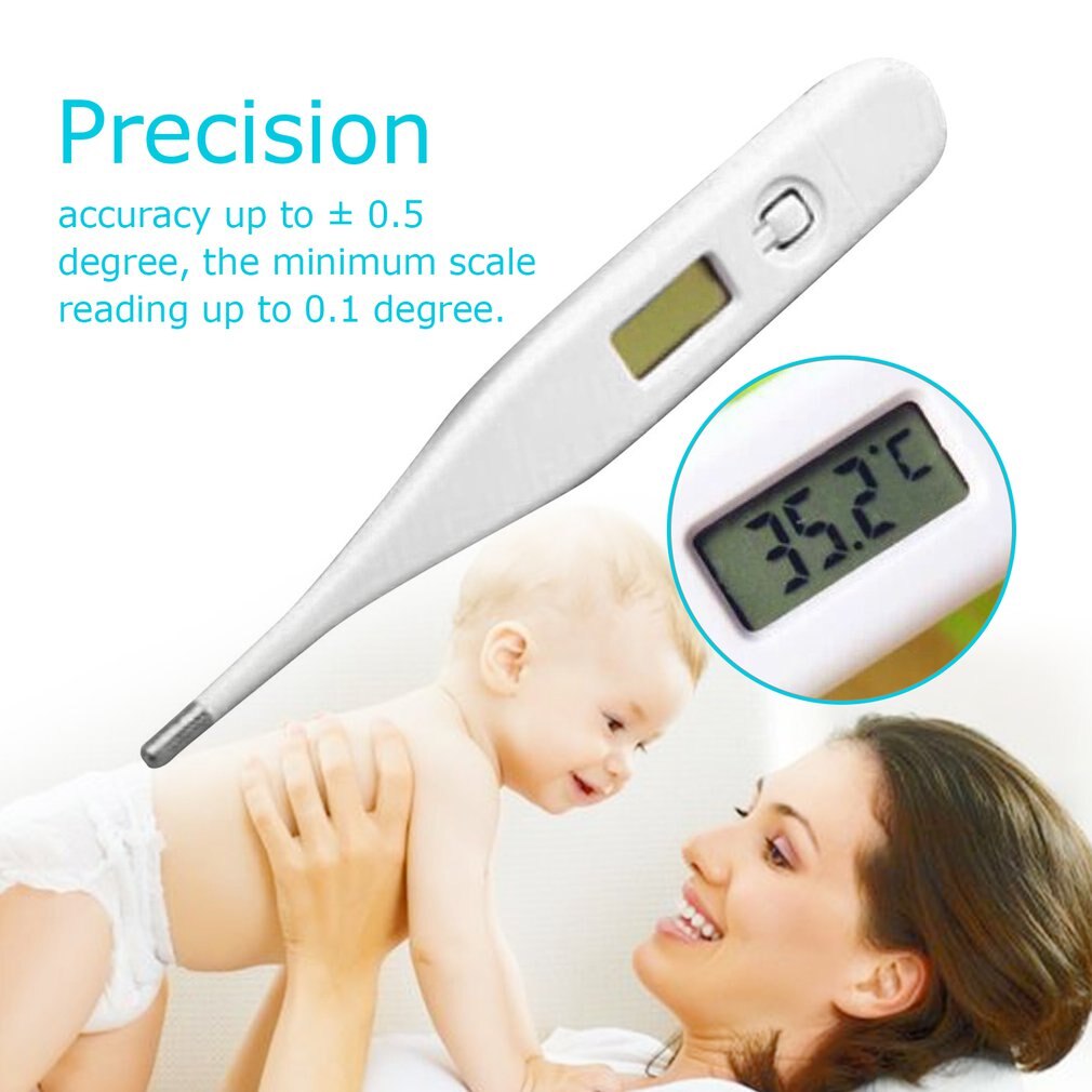 Digitale Lcd Body Thermometer Abs Vierkante Kop Waterdichte Hoge Precisie Baby Kind Lichaamstemperatuur Meting 1 Stuk