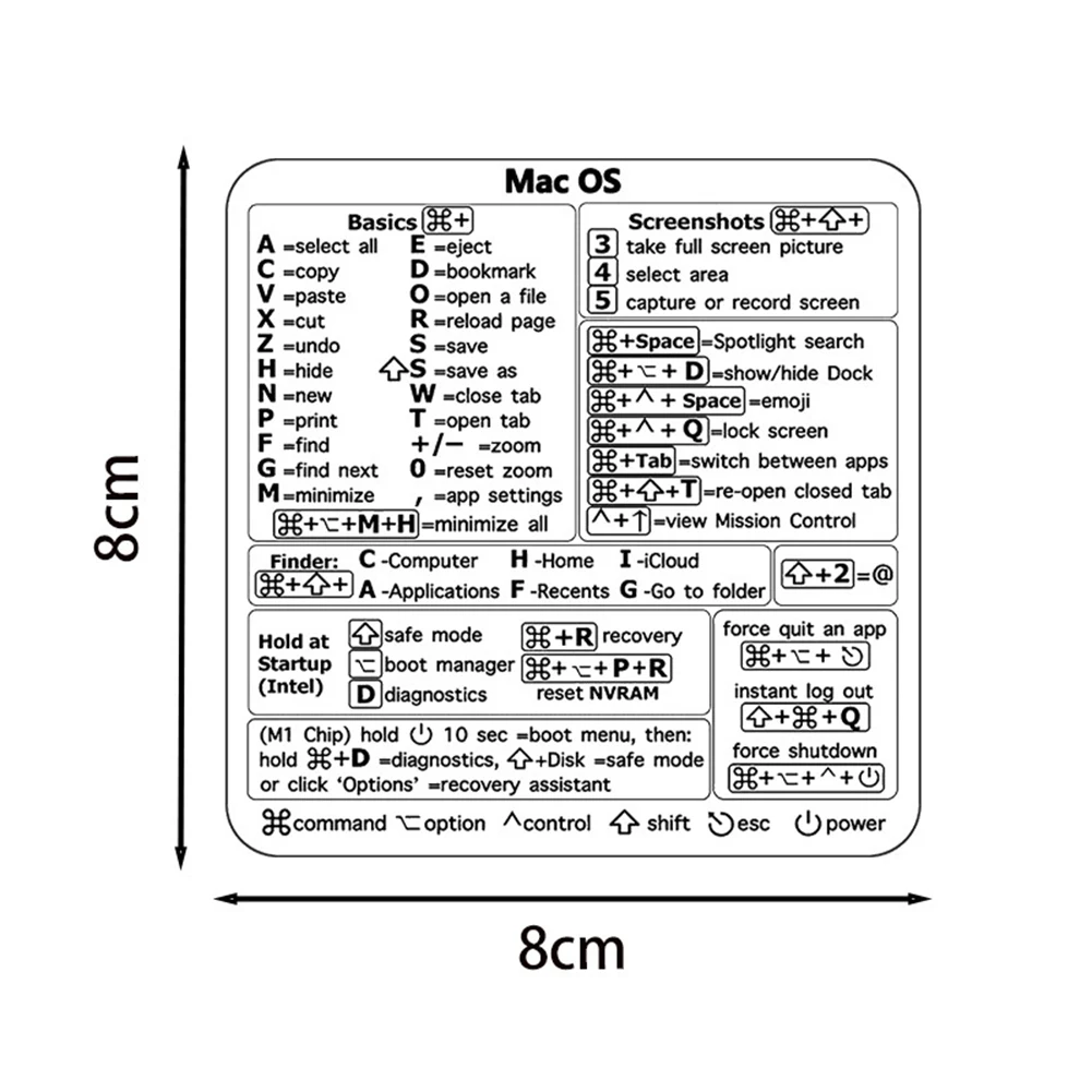 1pc naklejki ze skrótami klawiaturowymi do systemu word, excel, mac os, naklejka ochronna na laptopa z grafiką i literami: Czerwony