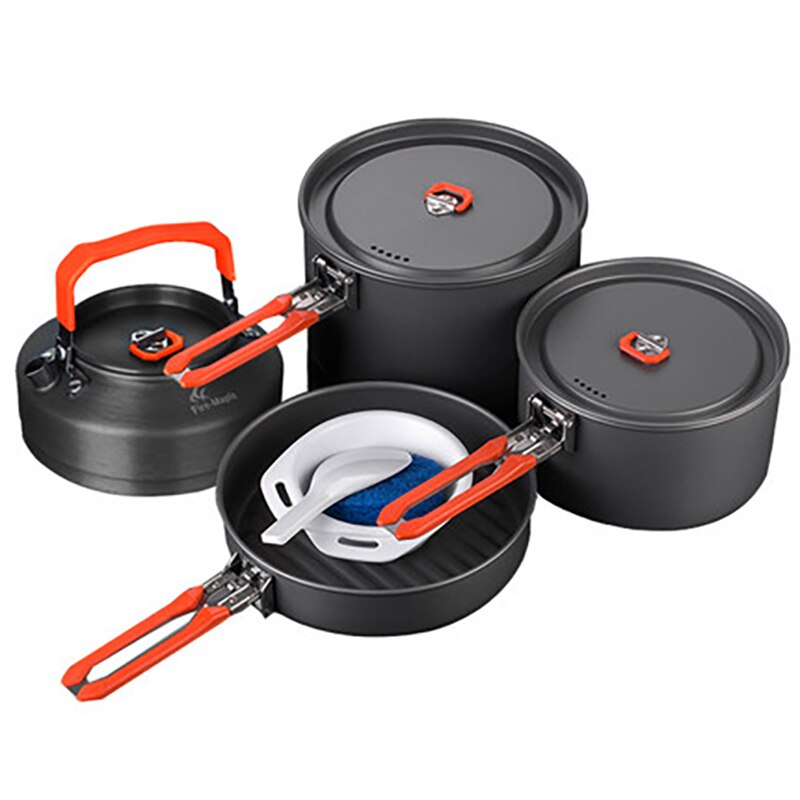 Outdoor Hiking Camping Cookware Set Aluminum Cooking Equipment Camping Gas Wood Stove Pans Cocina Camping Camping Supplies