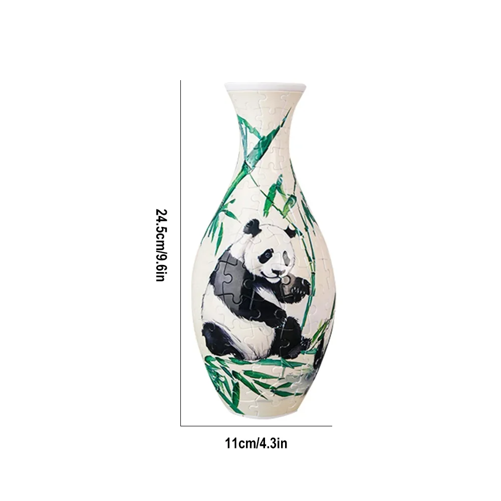 3D Puzzle Vase Panda Flower Building Block Porcelain Artistic Vases Home Decoration Kids Girls Christmas Toy: GRAY