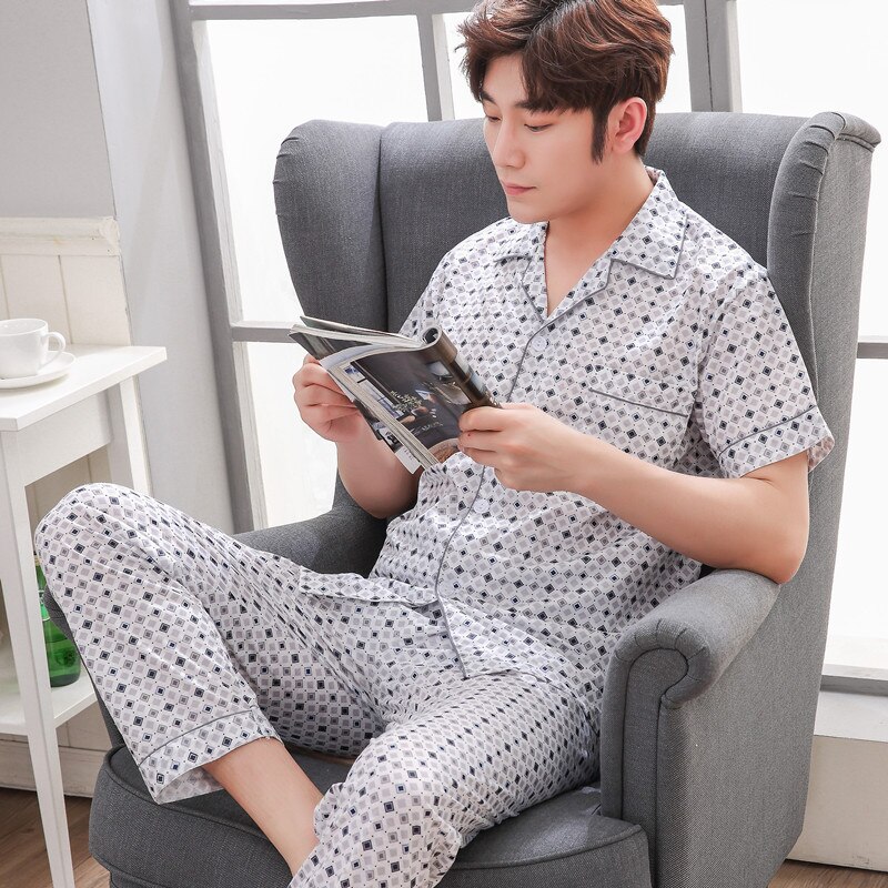 Mens pajamas men sleepwear Cotton Pajama Winter pijama hombre Mens Sleepwear Striped Sleepwear Sleep&Lounge Pyjamas Plus Size: 4 / XXL