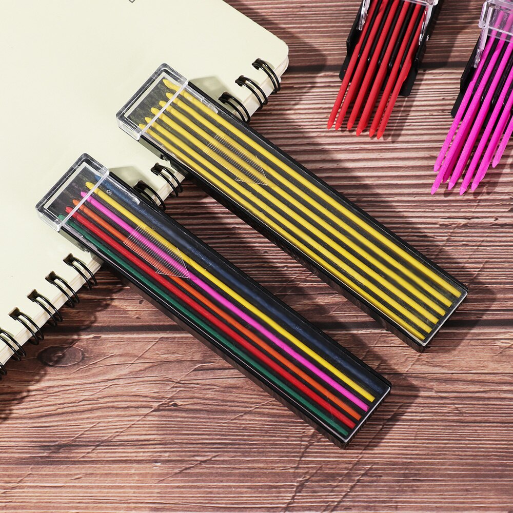 12 PCs/Box Thick 2B Coloured Pencil Lead 2mm Mechanical Pencil Lead Refill Art Sketch Drawing Tools Smooth Automatic Pen Refill