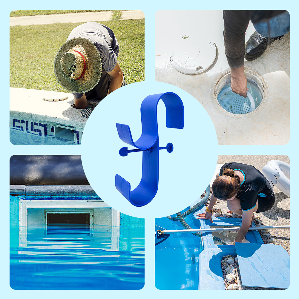 Suporte de rede para skimmer de folhas de piscina, suporte para poste de piscina acima do solo, gancho de plástico para piscina acima do solo, acessórios para piscina