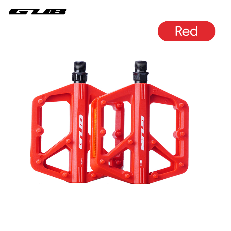 Pedali piatti in nylon migliorati Pedale per bicicletta Dual DU Pedali per bici da MTB Chiodi per piedi antiscivolo leggeri Accessori per biciclette Ciclismo: Rosso