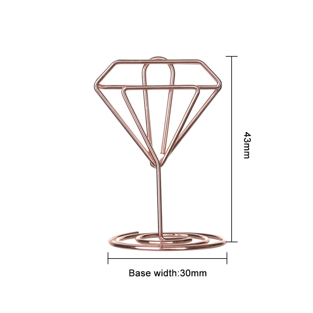 1/3/5Pcs Metal Heart Diamond Shape Clamp Place Card Holder Photo Clip Table Number Stand for Wedding Party Desktop Decor