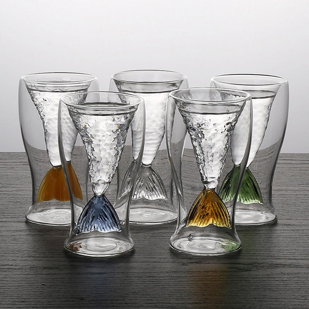 Vaso de vino de cola de pescado de 80ml, doble capa, cerveza, whisky, cóctel, tazón taza, temperatura entre-30 grados a 150 grados