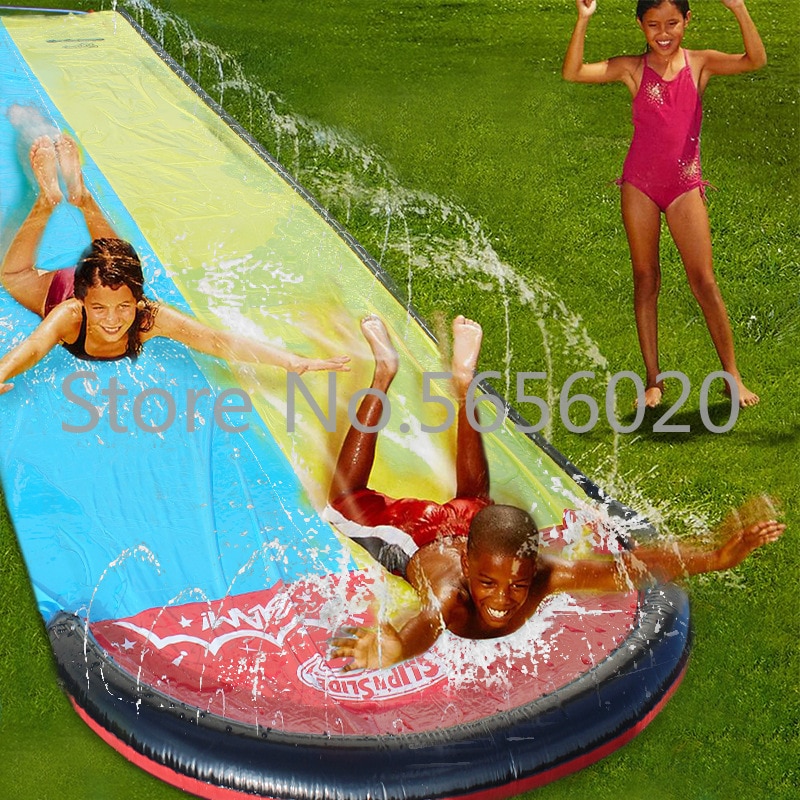 Opblaasbare Glijbaan Dubbele Racer Zwembad Kids Zomer Park Achtertuin Spelen Fun Outdoor Splash Slip Slide Wave Rider