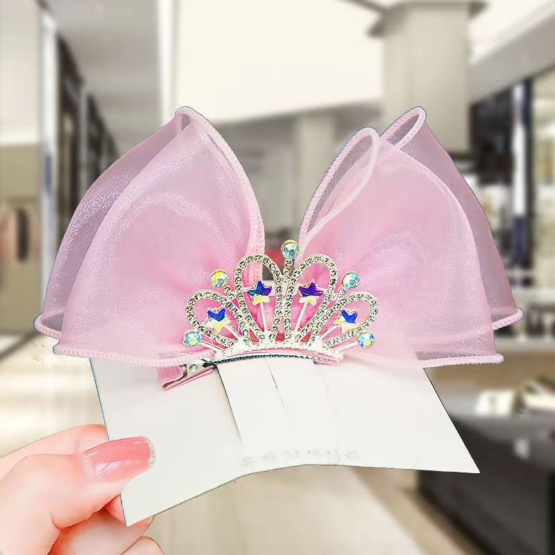 Lazos para el cabello de arcoíris Pastel, pinzas para el cabello con corona de princesa de Color degradado, horquilla con lazo de pie, pasador para niños, accesorios coreanos para el cabello