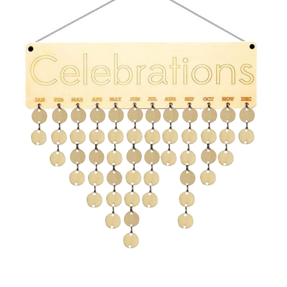 Chritsmas Birthday Special Days Reminder Board Home Hanging Decor Wooden Calendar Board Hanging Ornament Year Decoration: Light Green