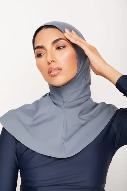 Gorro turbante musulmán de color sólido, Hijabs de natación de cobertura completa para mujer: Castaño